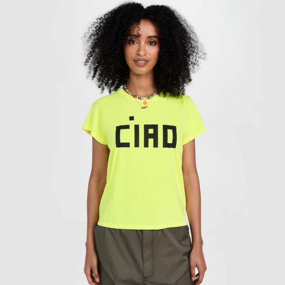 SOLD! ❤️ Clare V. Ciao Classic Tee in Neon Yellow - Picture 1 of 15
